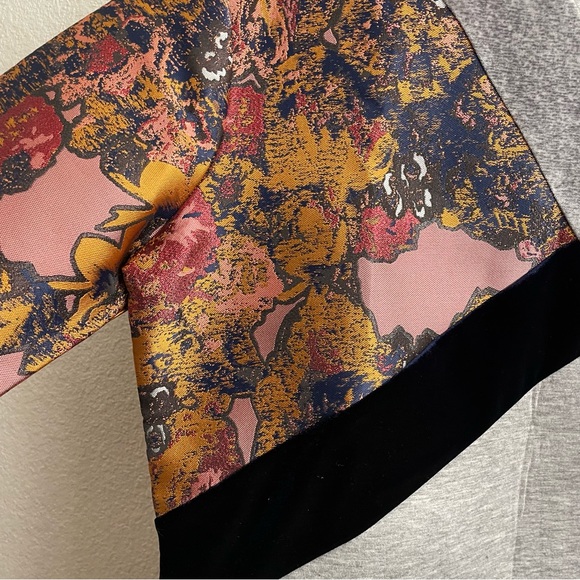 NWT ASOS WHITE Gray Sweat Midi Dress With Floral Jacquard and Velvet Insert - Picture 7 of 11